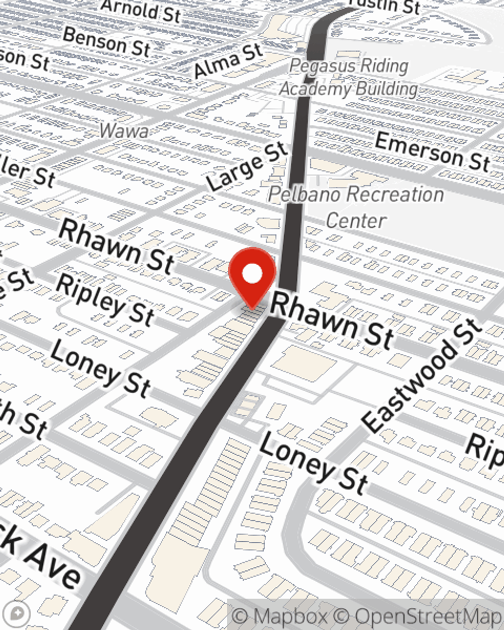 Map showing State Farm Agent Philip Yun's office at 7954 Bustleton Avenue, Philadelphia, PA
