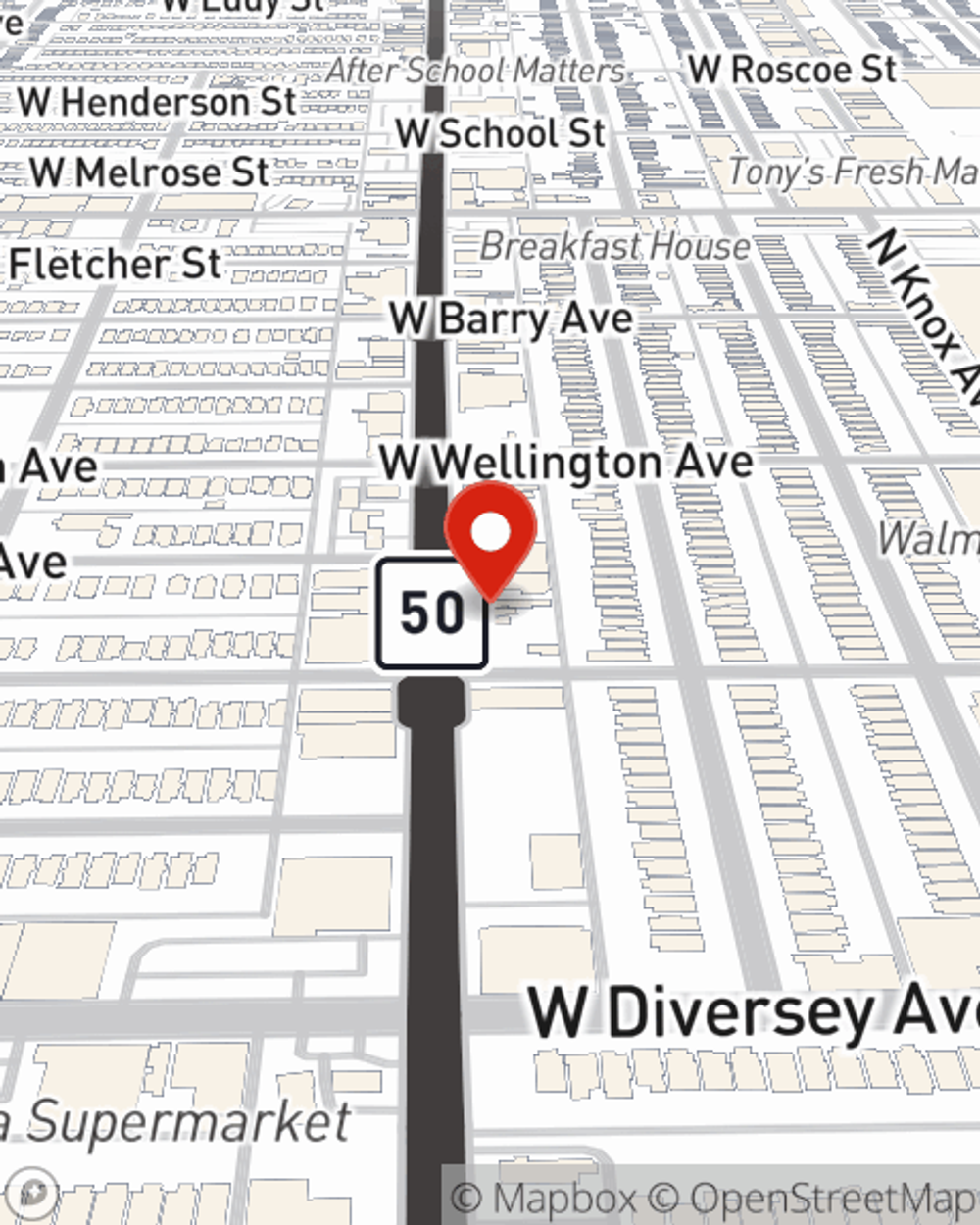 Map showing State Farm Agent Fernando Flores's office at 2913 N Cicero Avenue, Chicago, IL