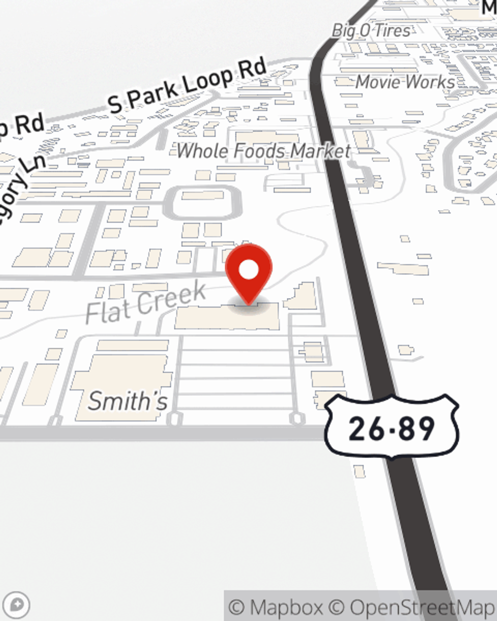 Map showing State Farm Agent Austin O'Bryhim's office at 1325 s us hwy 89, suite 112, Jackson, WY