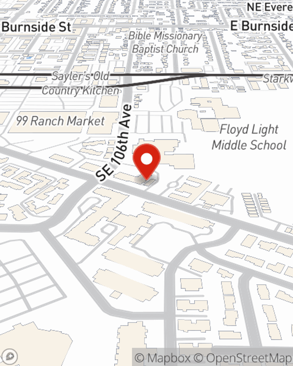 Map showing State Farm Agent Spencer Hall's office at 10625 SE Cherry Blossom Drive Portland, OR