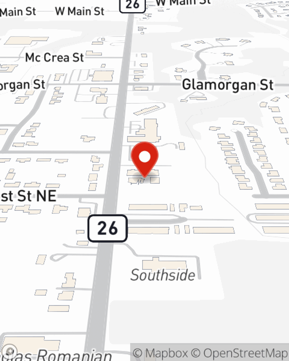 Map showing State Farm Agent Julie Runk-Coffelt's office at 1390 S. Sawburg Ave. Alliance, OH