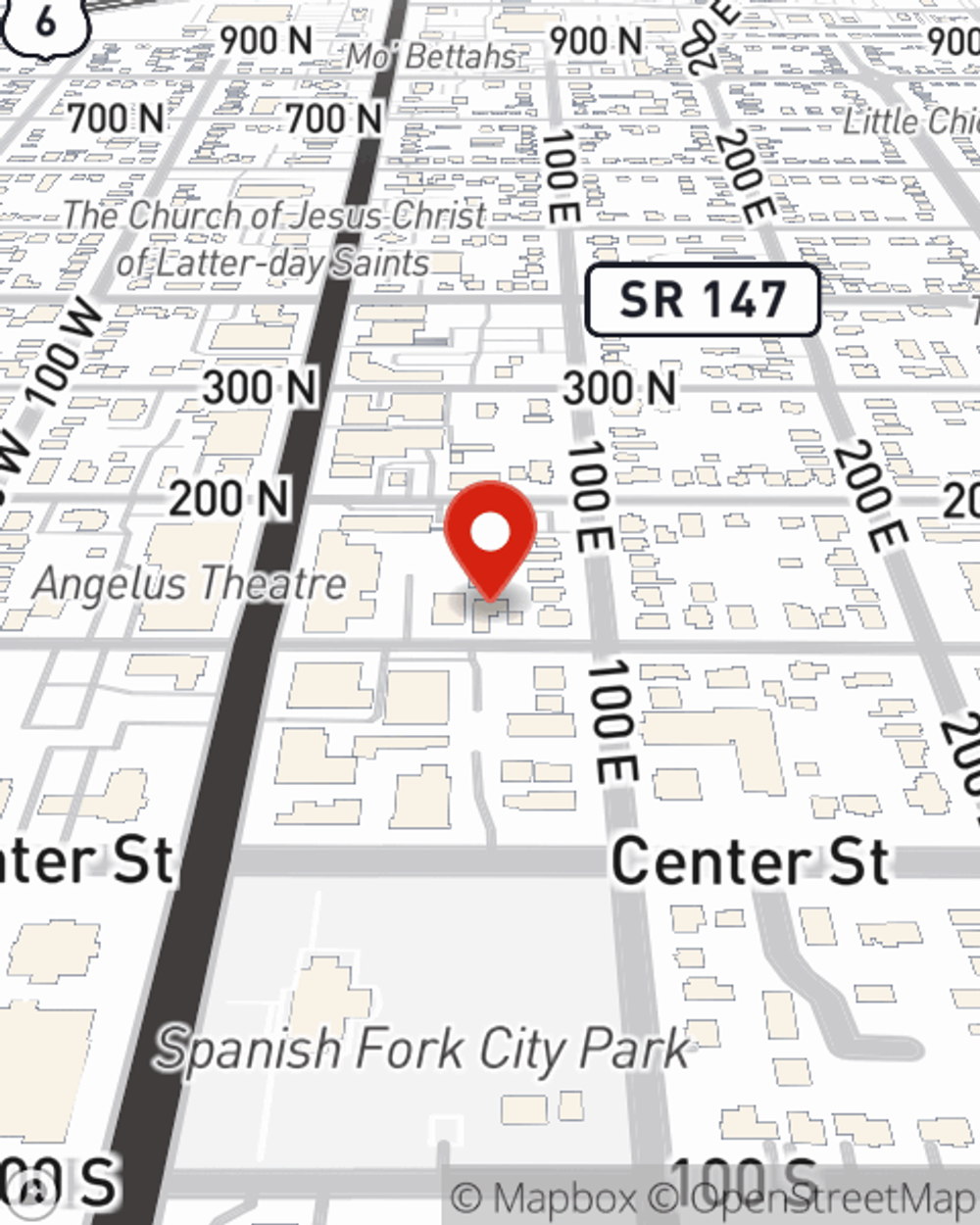 Map showing State Farm Agent Christina Tervort's office at 67 E 100 N, Spanish Fork, UT