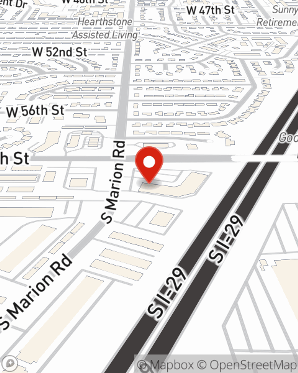 Map showing State Farm Agent Spencer Hildahl's office at 5026 S Marion Road, Sioux Falls, SD
