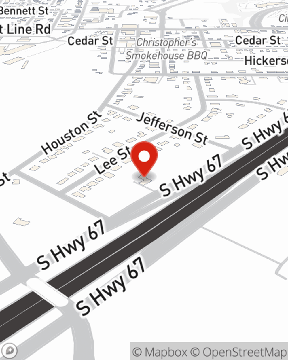 Map showing State Farm Agent Roslyn Knight's office at 541 S. Highway 67, Cedar Hill, TX