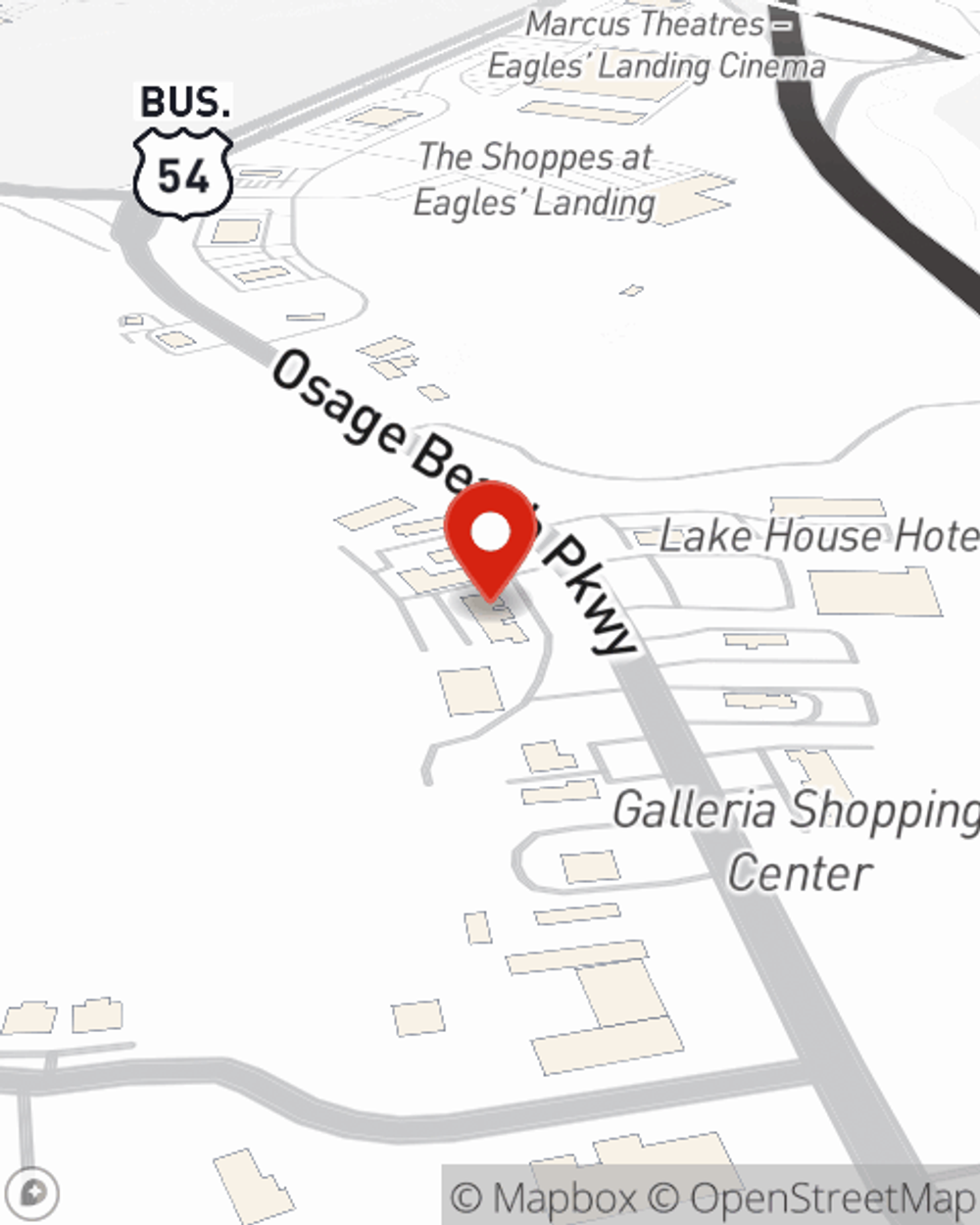 Map showing State Farm Agent Marcus Sykora's office at 3535 Osage Beach Pkwy, Suite 401, Osage Beach, MO