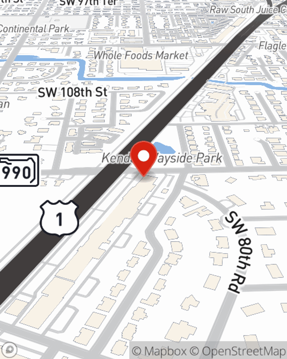 Map showing State Farm Agent Peter Weidinger's office at 11205 S Dixie Highway Suite 200, Pinecrest, FL