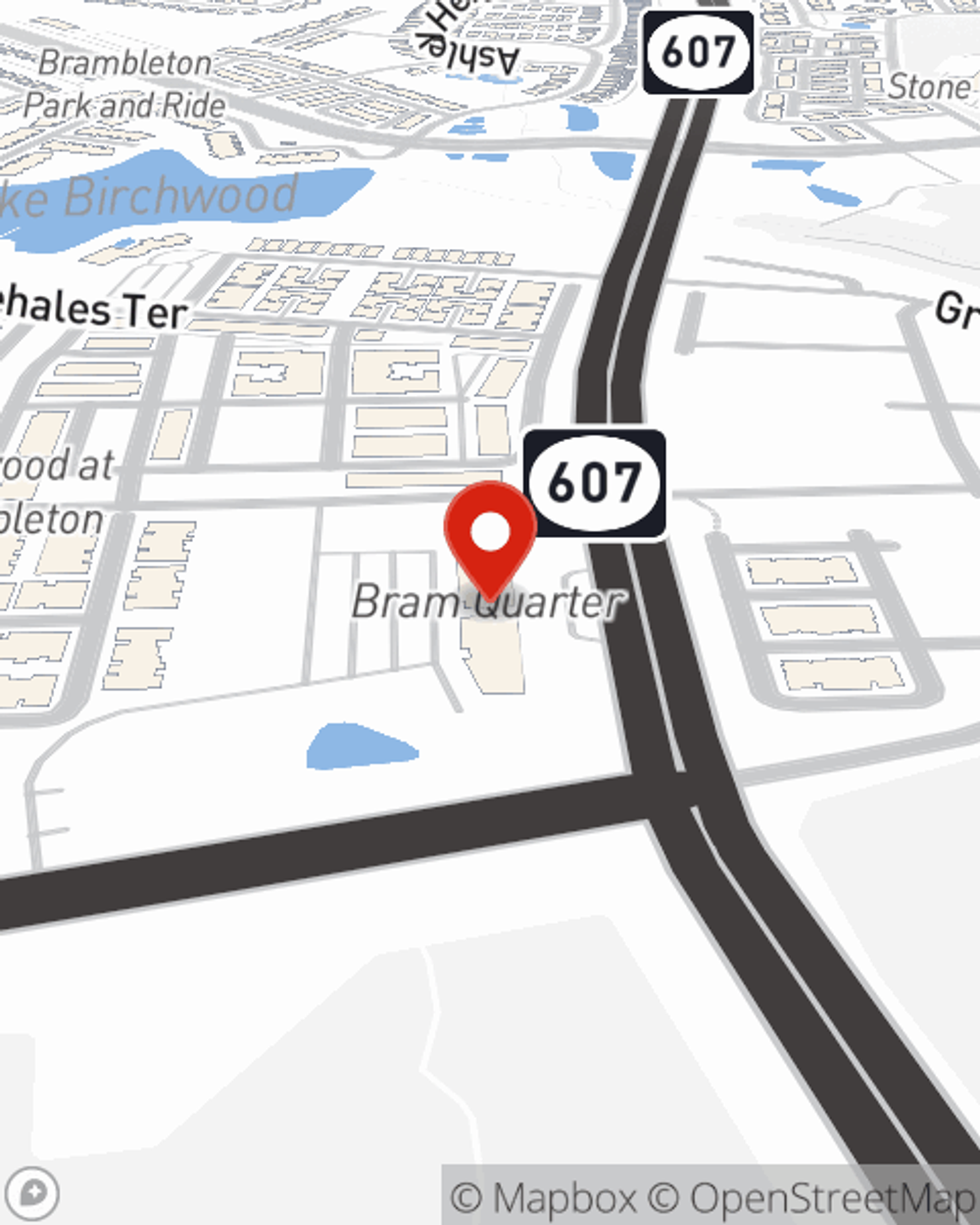 Map showing State Farm Agent Lou Kelaher's office at 23710 Schooler Plaza, Suite 275 Office 2084, Brambleton, VA