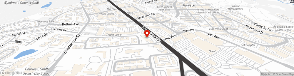 Map showing State Farm Agent Chris Aguirre's office at 12250 Rockville Pike, Ste 215, N Bethesda, MD