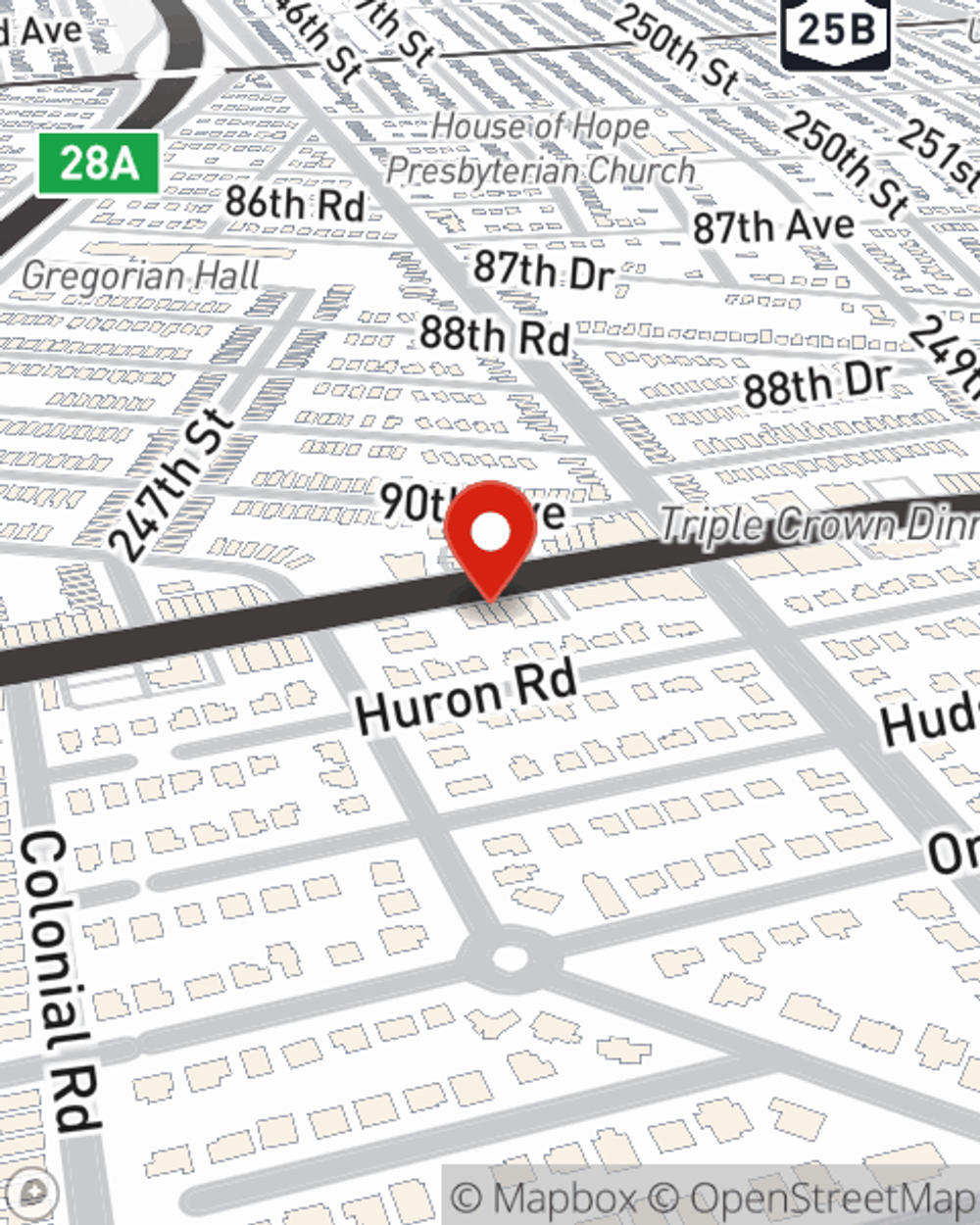 Map showing State Farm Agent John Langan's office at 248-26 Jericho Turnpike, Floral Park, NY