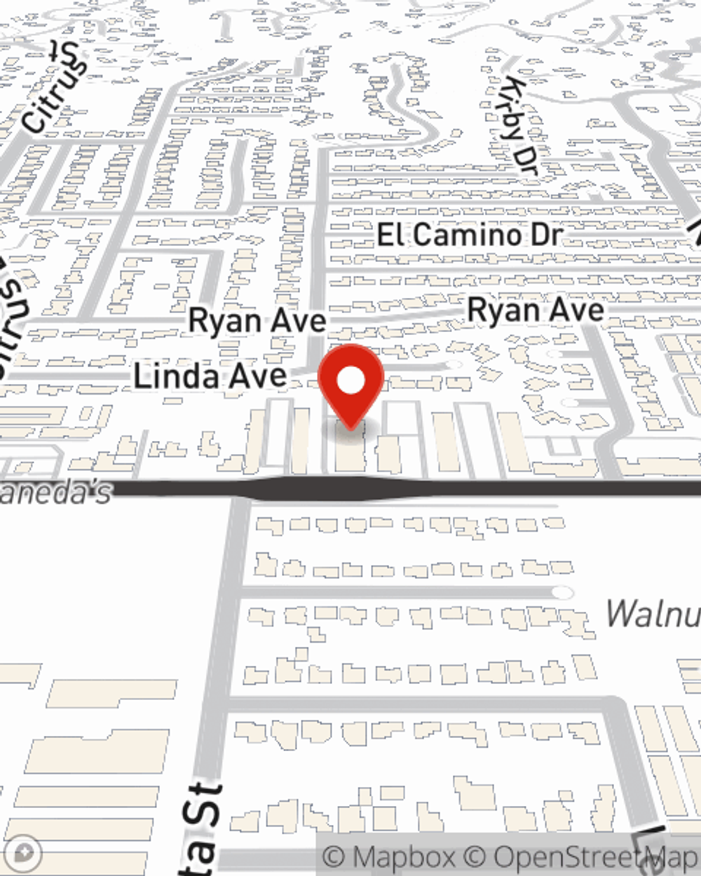 Map showing State Farm Agent Terry Davis's office at 721 W. Whittier Blvd, Suite I, La Habra, CA