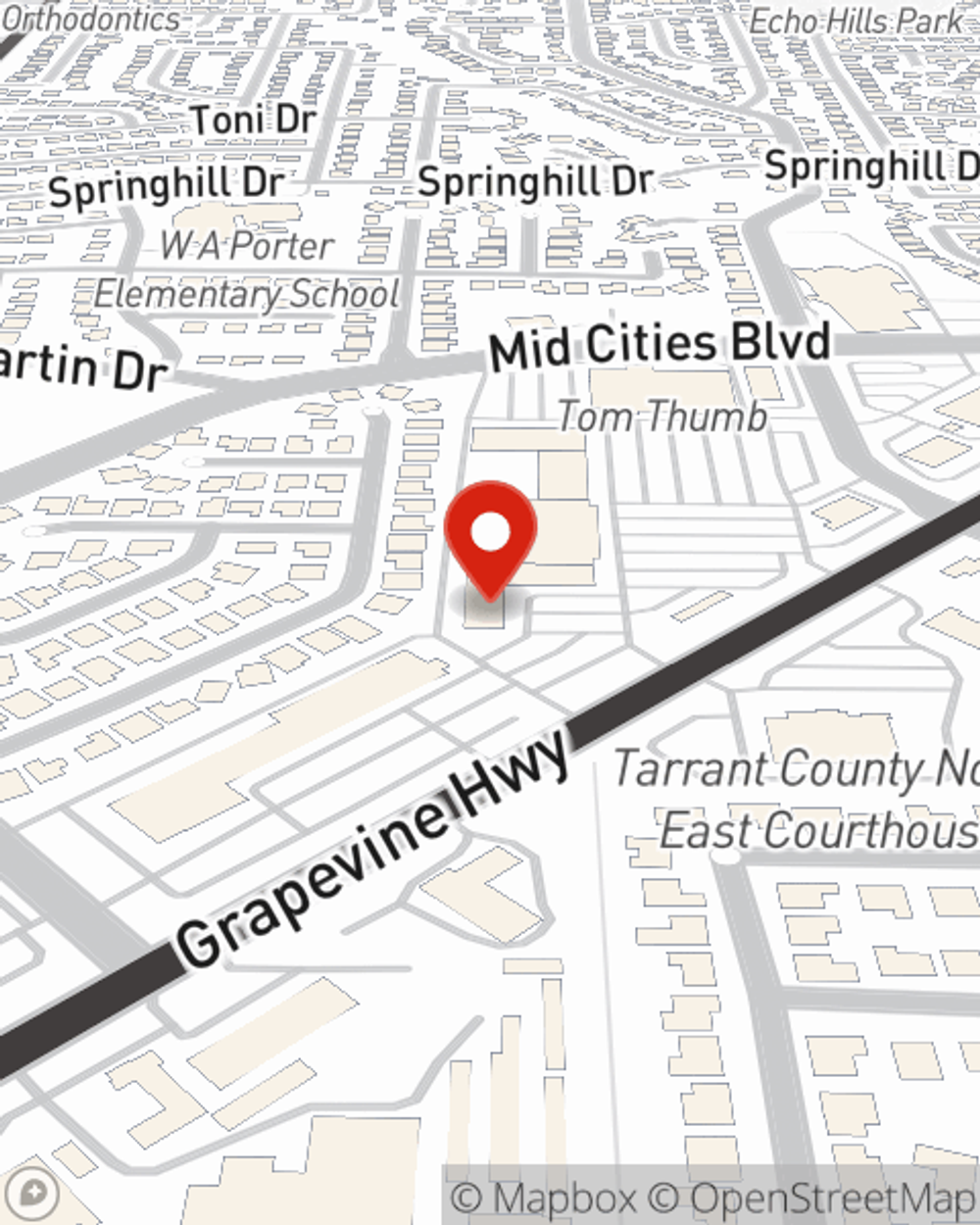 Map showing State Farm Agent Ronnie Murphy's office at 696 Grapevine Highway, Hurst, TX