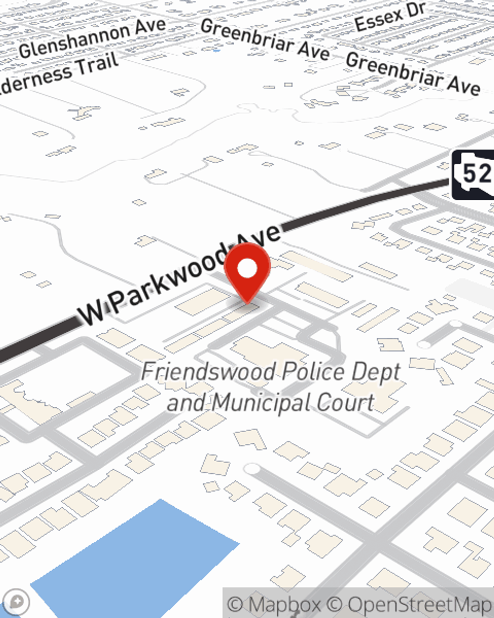 Map showing State Farm Agent Mandren Silguero's office at 1309 West Parkwood Ave. STE 103 Friendswood, TX