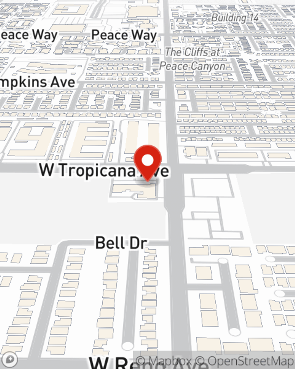 Map showing State Farm Agent Cody Clark's office at 9827 W Tropicana Avenue Suite 160 Las Vegas, NV