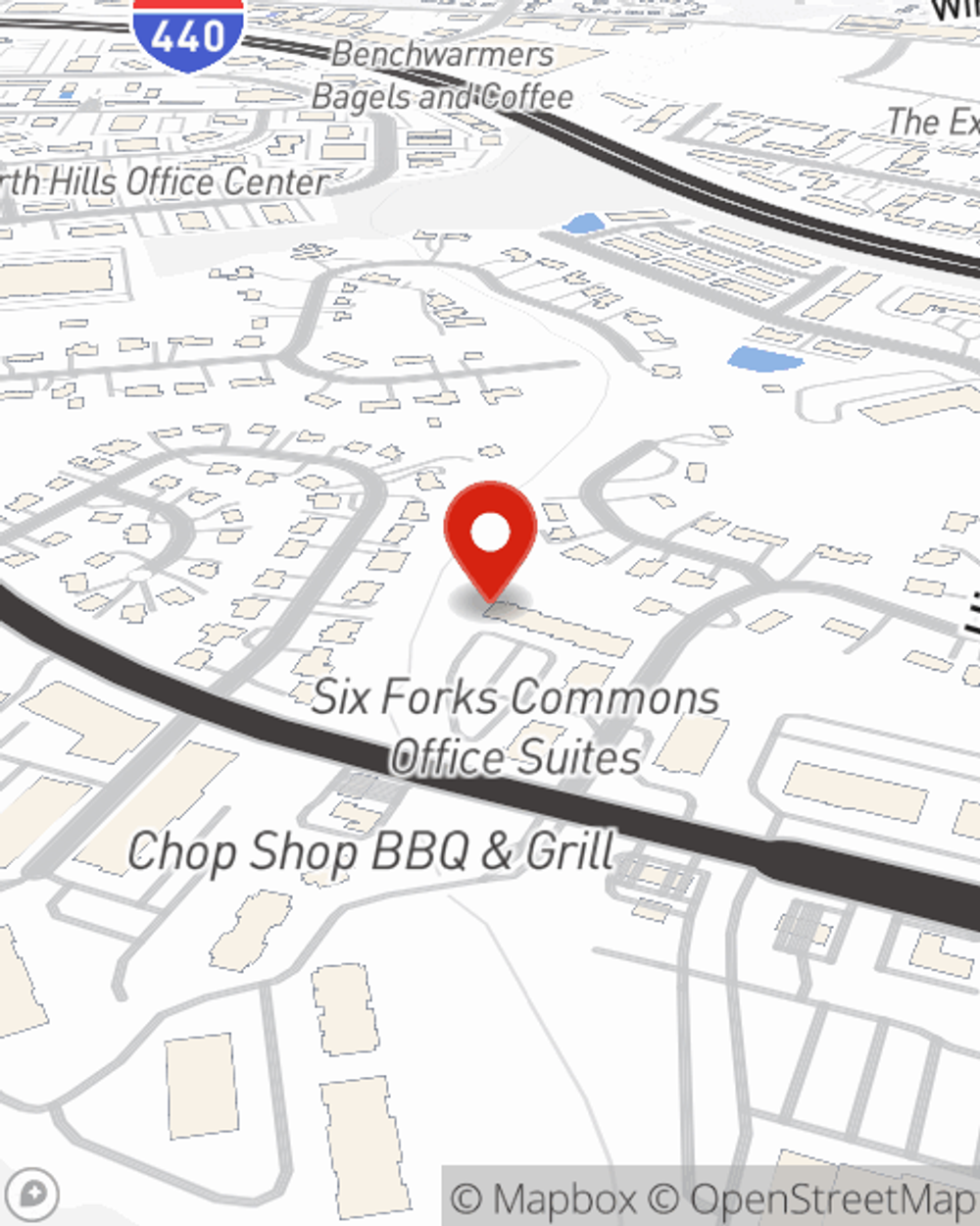 Map showing State Farm Agent Lindsey Weaver's office at 211 E Six Forks Rd Ste 201, Raleigh, NC