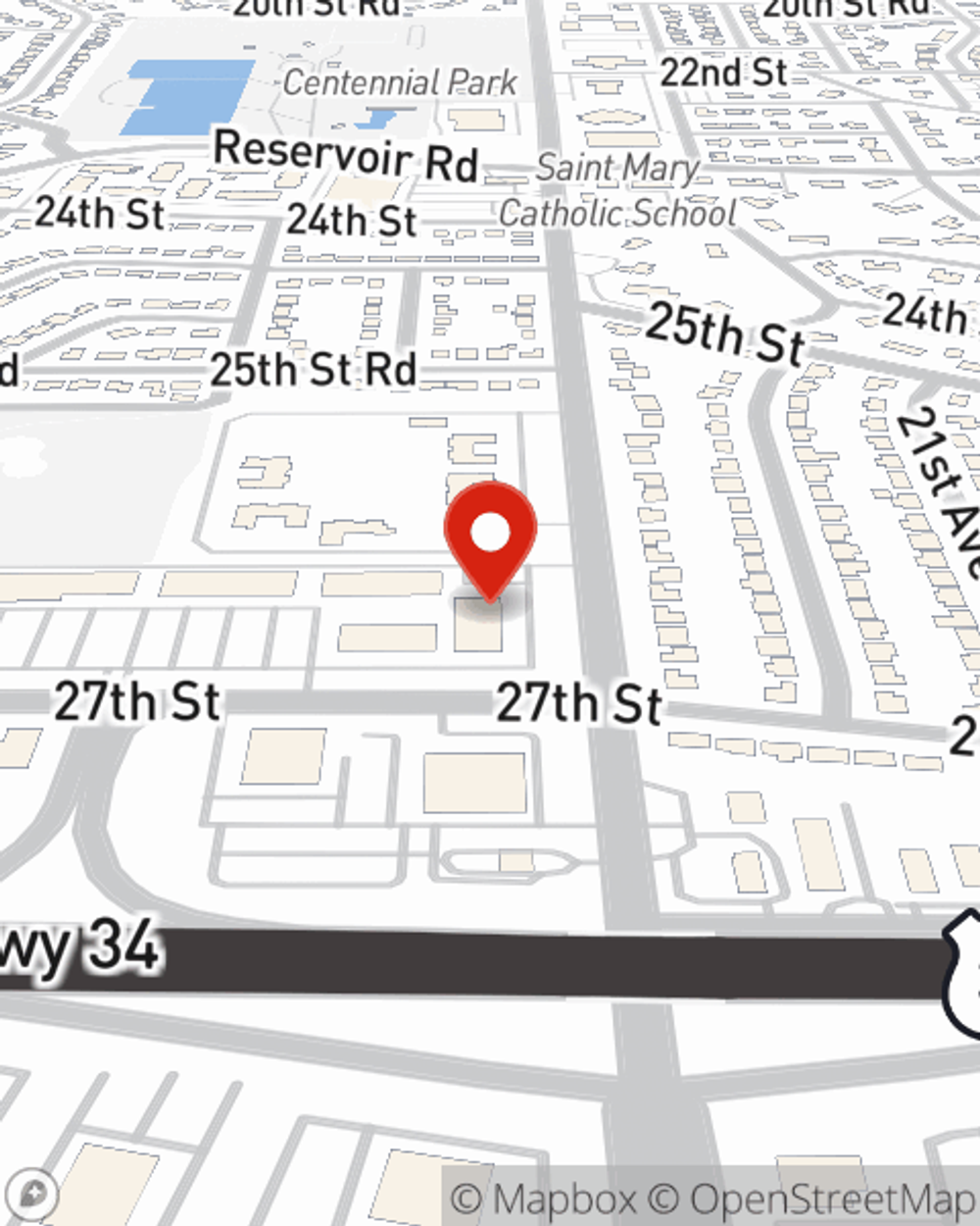 Map showing State Farm Agent Jesse Herrera's office at 2305 W 27th Street Suite 508A, Greeley, CO