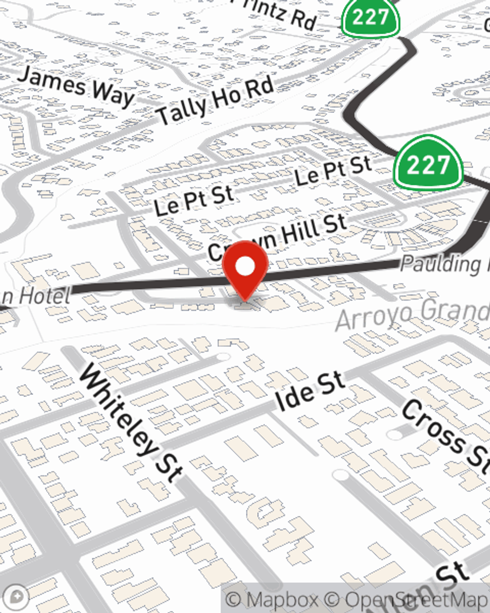 Map showing State Farm Agent Ashlyn Silva's office at 526 Paulding Cir Arroyo Grande, CA