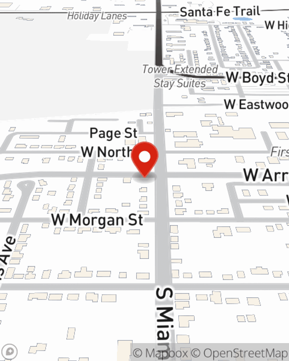 Map showing State Farm Agent Anne Hisle's office at 103 S Miami Avenue, Marshall, MO