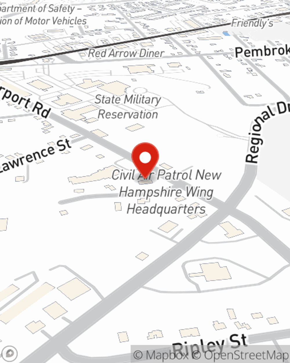 Map showing State Farm Agent Louis Chan's office at 54 Airport Rd, Concord, NH