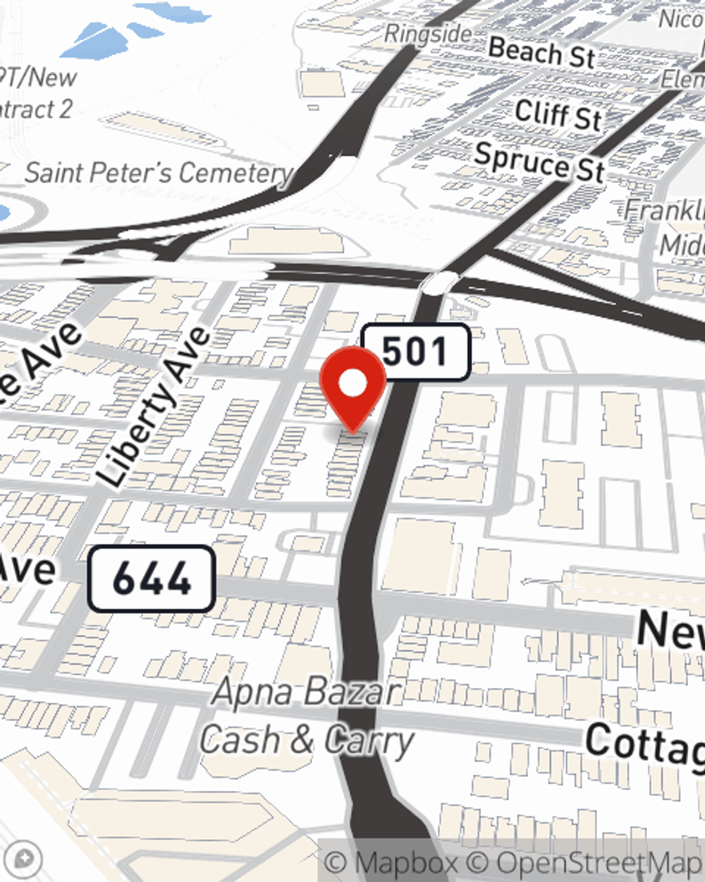 Map showing State Farm Agent Hemant Jiwnani's office at 3029 John F Kennedy Blvd., Jersey City, NJ
