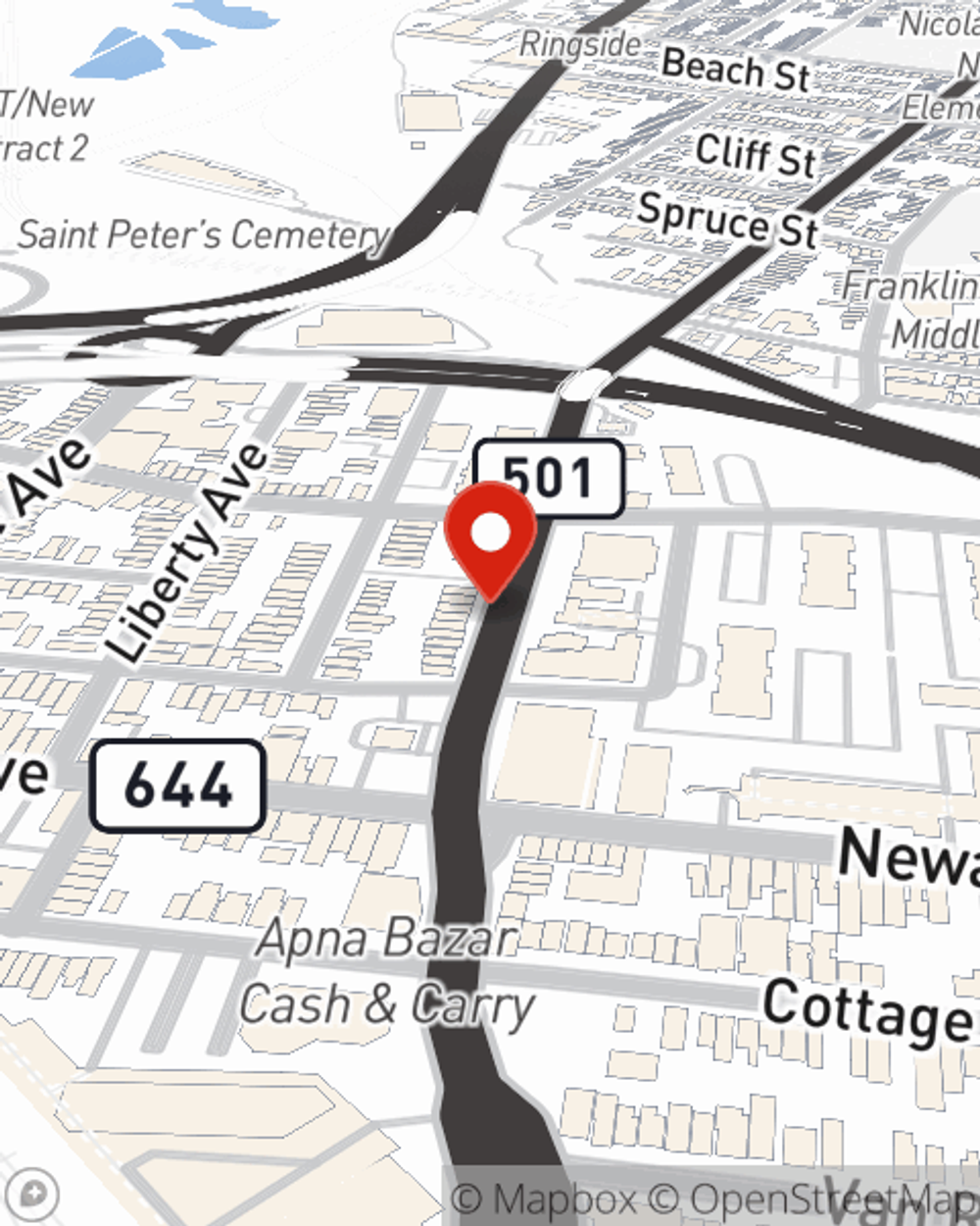 Map showing State Farm Agent Hemant Jiwnani's office at 3029 John F Kennedy Blvd. Jersey City, NJ