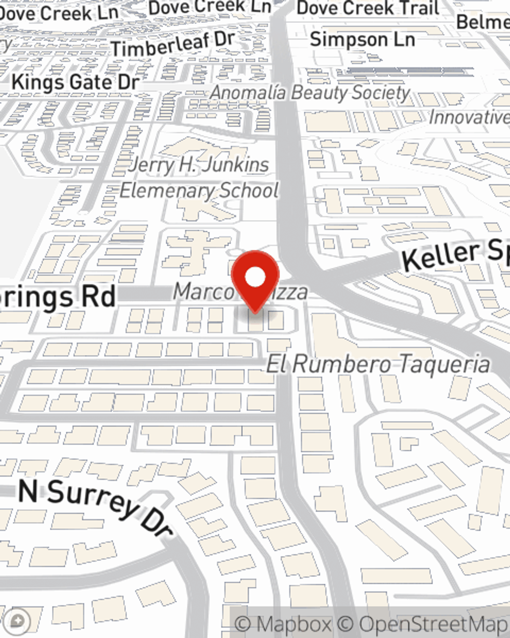 Map showing State Farm Agent Brent Holtz's office at 2840 Keller Springs Road Suite 1203, Carrollton, TX