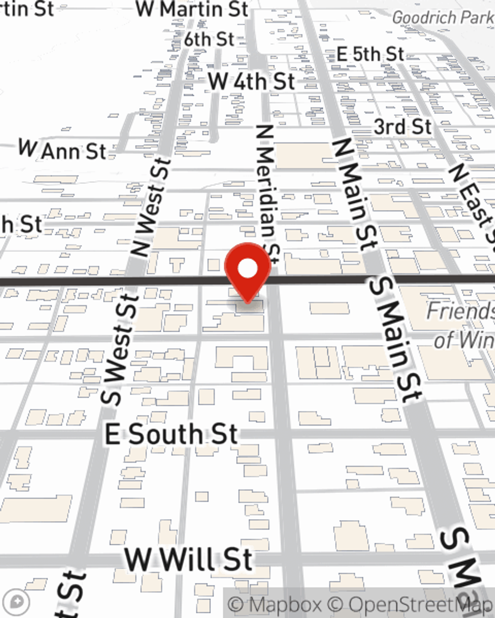 Map showing State Farm Agent Natalia Extin's office at 110 S Meridian St, Winchester, IN