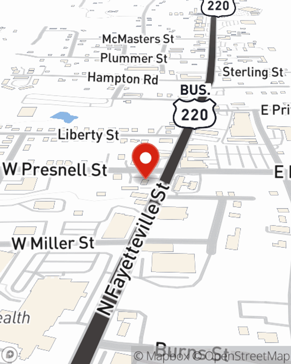 Map showing State Farm Agent's office