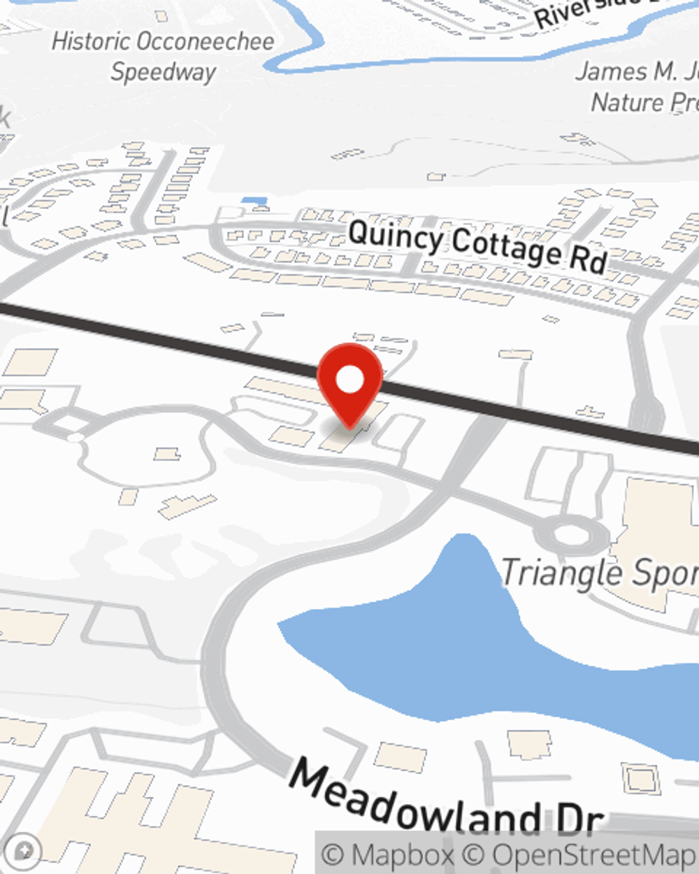 Map showing State Farm Agent Kristin Vincent's office at 1000 Corporate Drive Suite 201, Hillsborough, NC