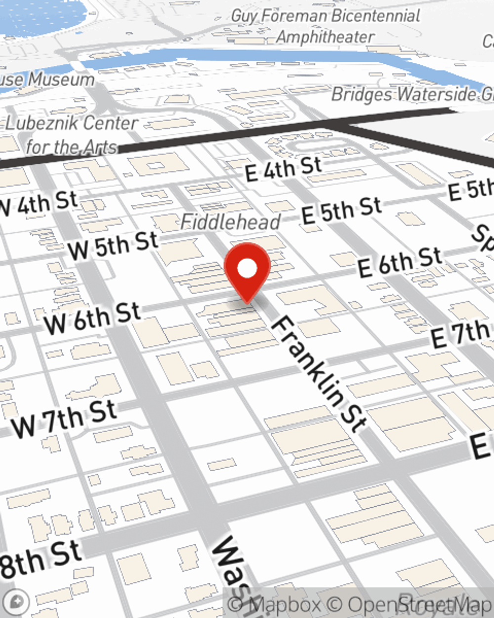 Map showing State Farm Agent Nolan Johnson's office at 605 Franklin Street Suite A, Michigan City, IN