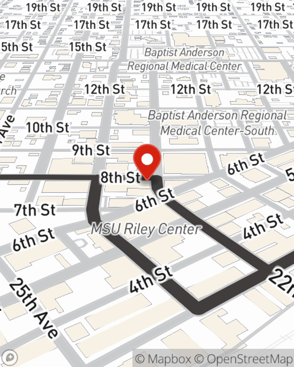 Map showing State Farm Agent's office