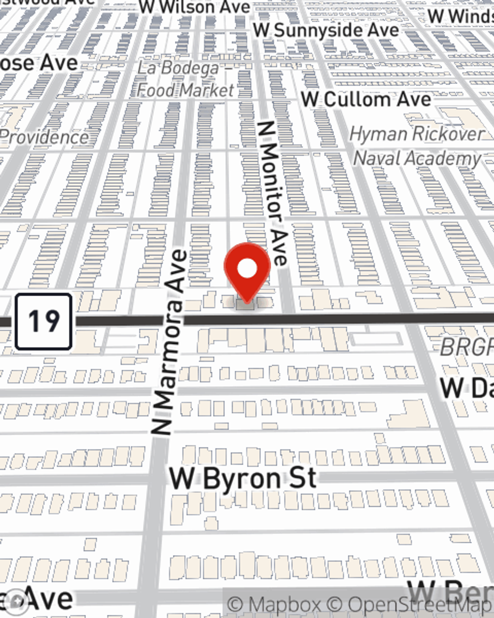 Map showing State Farm Agent Steven Clark's office at 5860 W Irving Park Road Chicago, IL