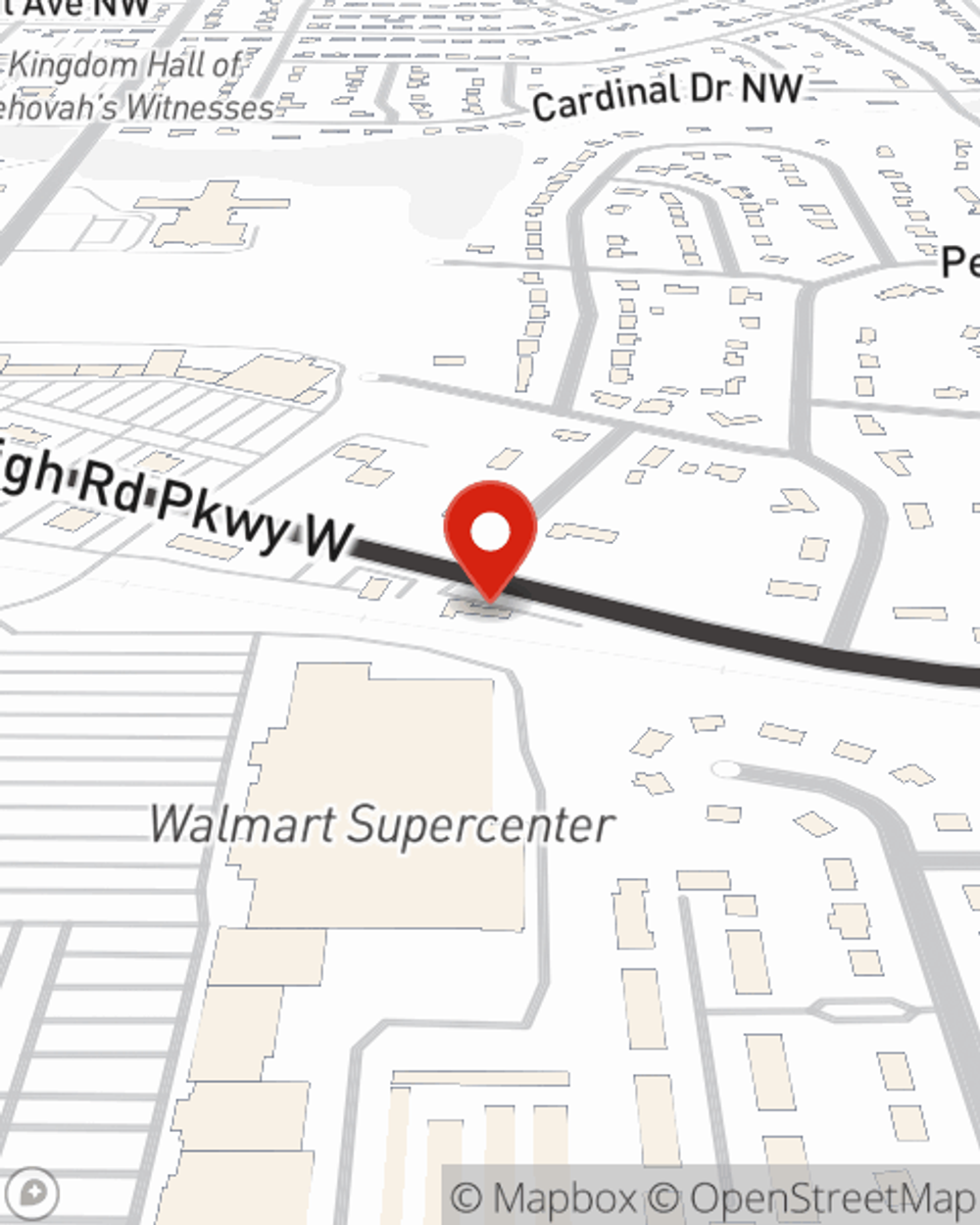 Map showing State Farm Agent Pick Picken's office at 1613-A Raleigh Road Pkwy W, Wilson, NC
