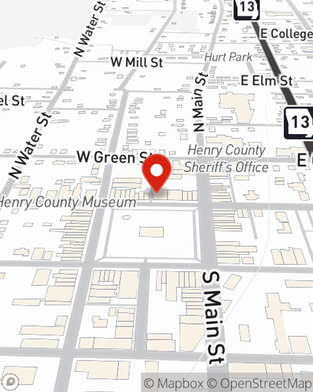 Map showing State Farm Agent Davin Newman's office at 119 W. Franklin St., Clinton, MO