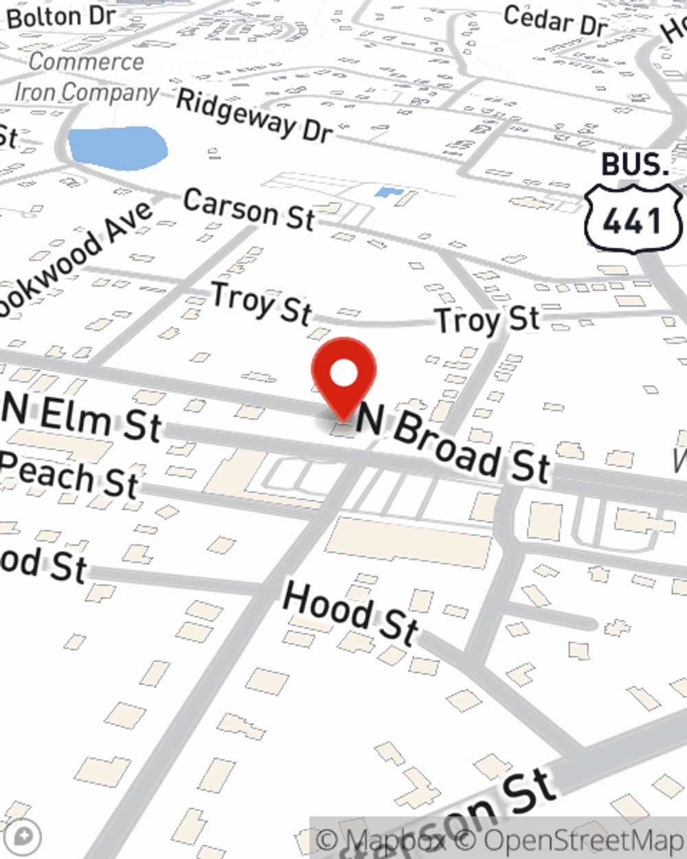 Map showing State Farm Agent's office