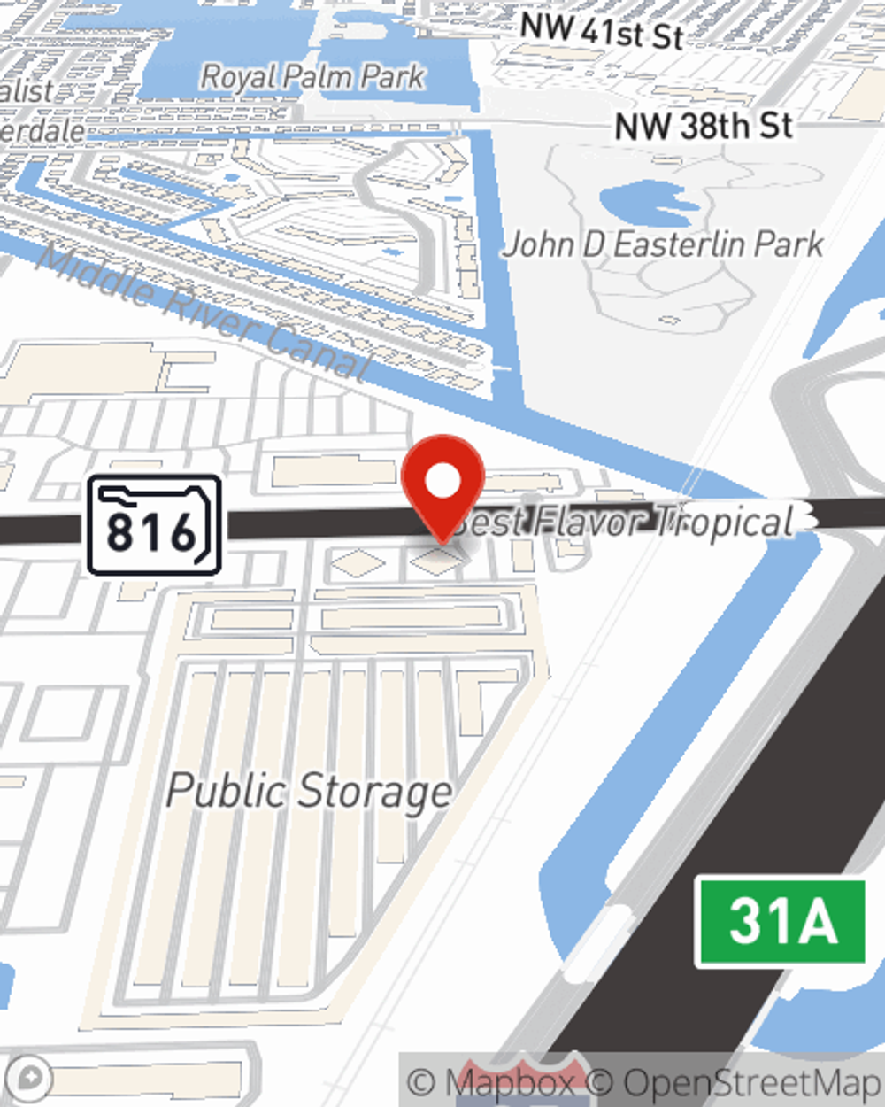 Map showing State Farm Agent John Linton's office at 1620 W Oakland Park Blvd Suite 404, Oakland Park, FL