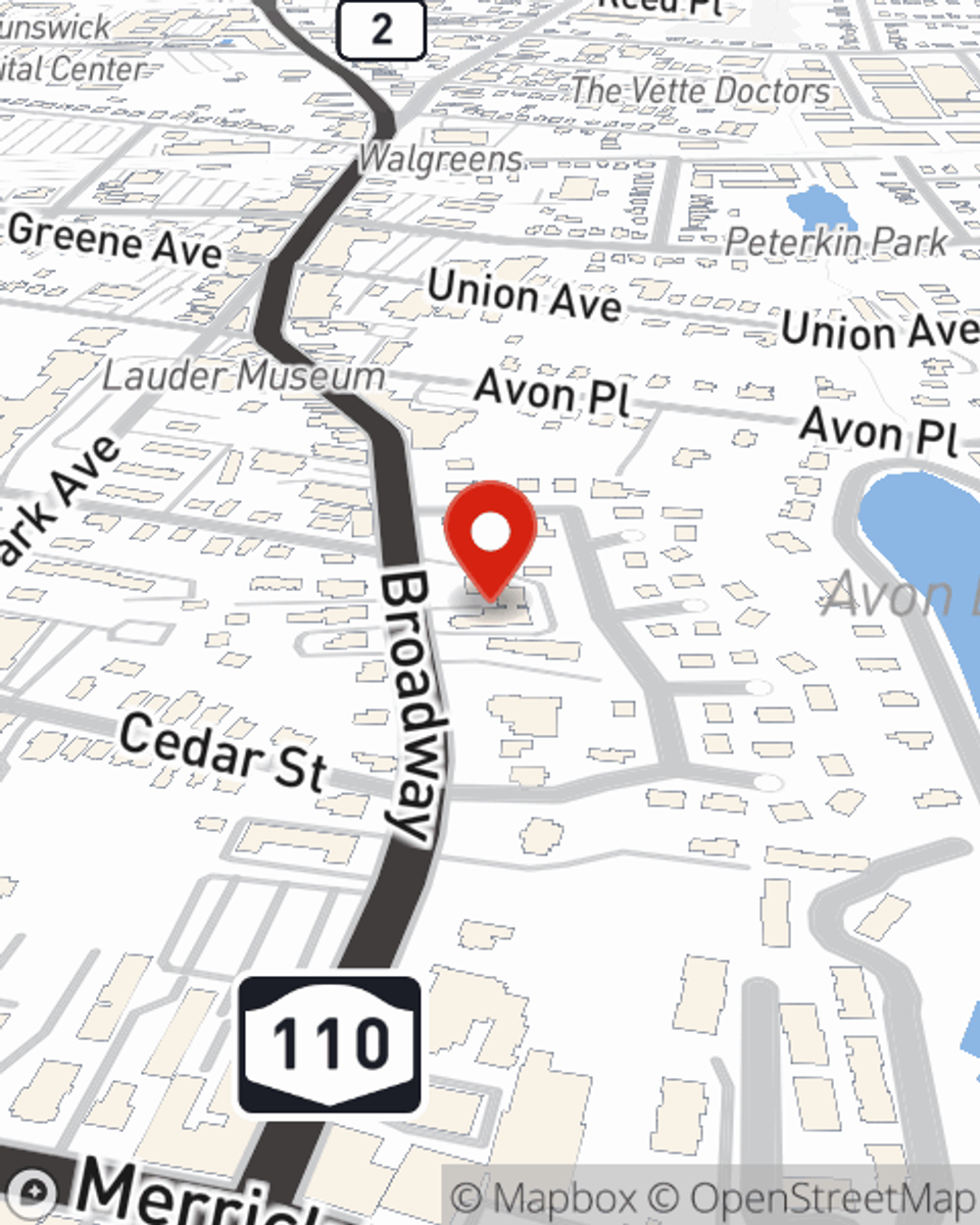 Map showing State Farm Agent Robert Schumacher's office at 85 Broadway Suite A Amityville, NY