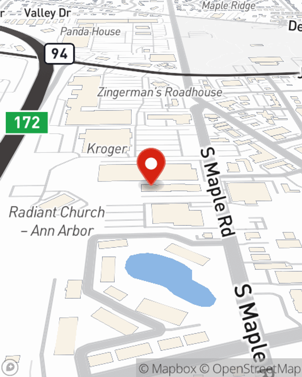 Map showing State Farm Agent Aaron Richards's office at 530 S Maple Rd Ann Arbor, MI
