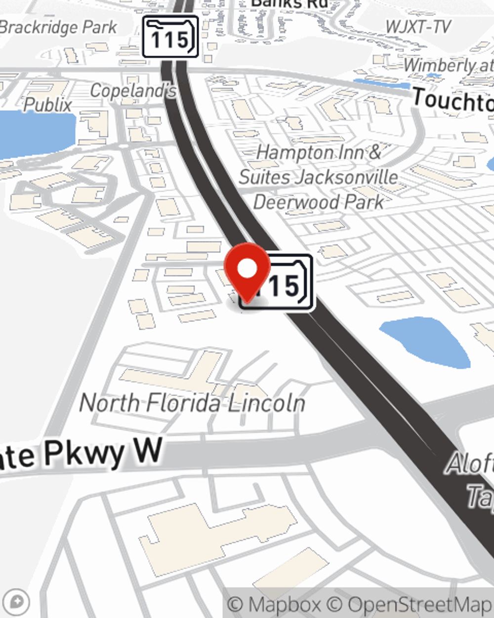 Map showing State Farm Agent Byron Estrada's office at 4540 Southside Blvd Suite 1102 Jacksonville, FL