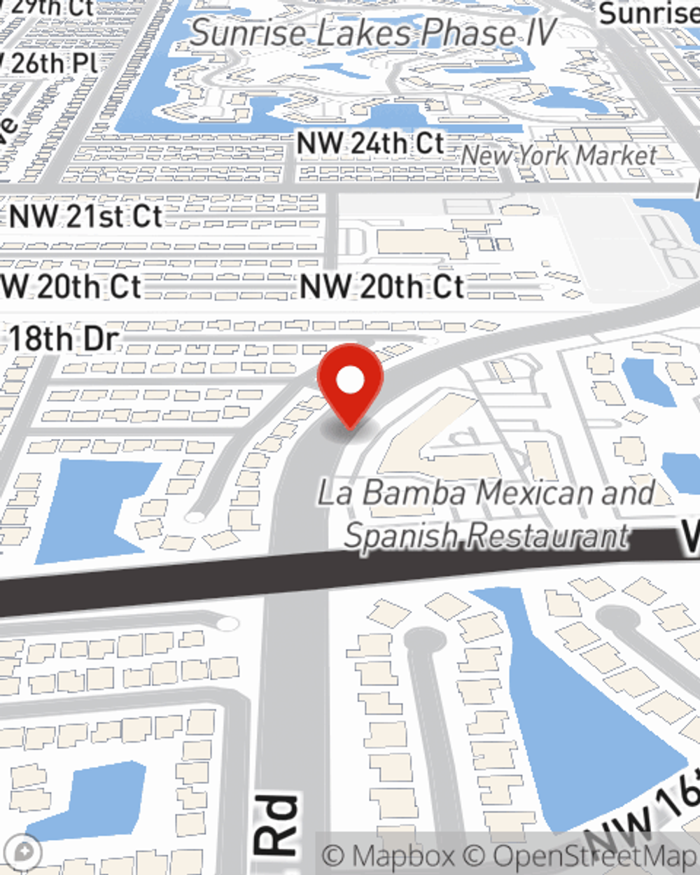 Map showing State Farm Agent Peter Weidinger's office at 1844 N Nob Hill Rd, Plantation, FL