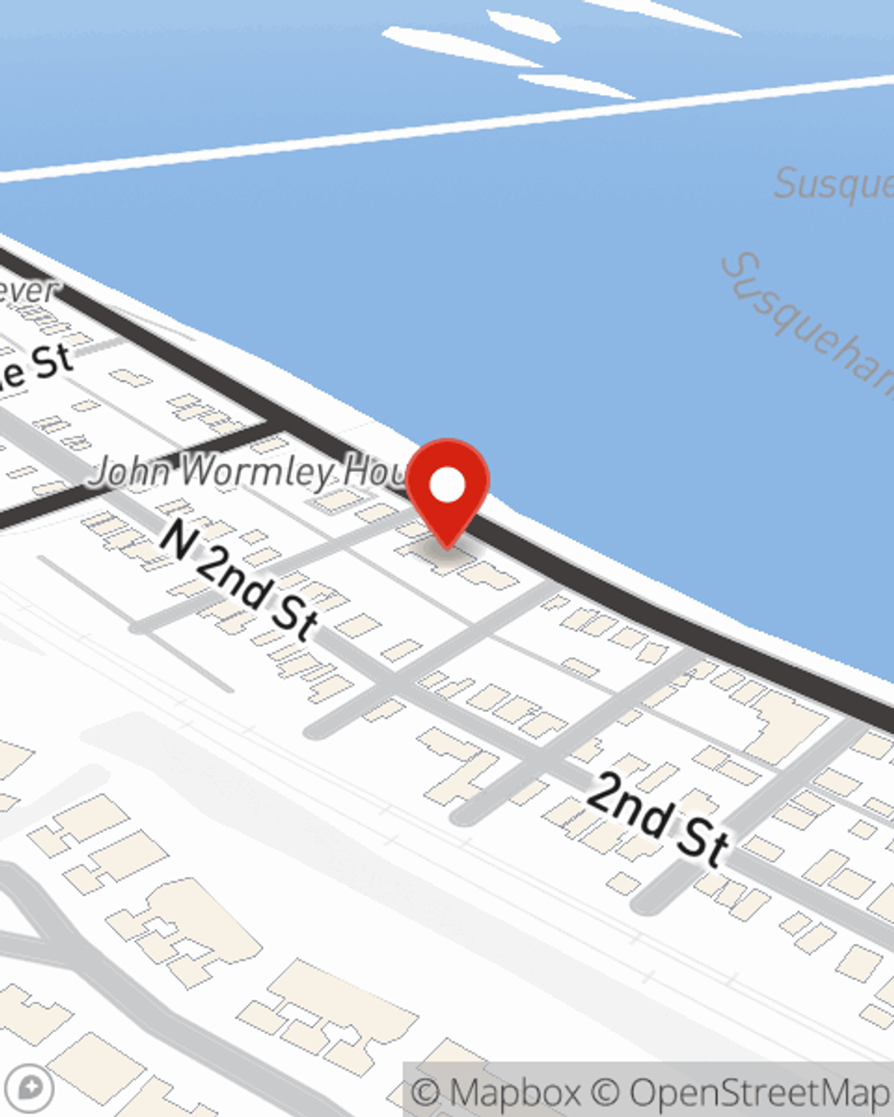 Map showing State Farm Agent Tyrone Isaac's office at 10 N. Front Street, Suite B, Wormleysburg, PA