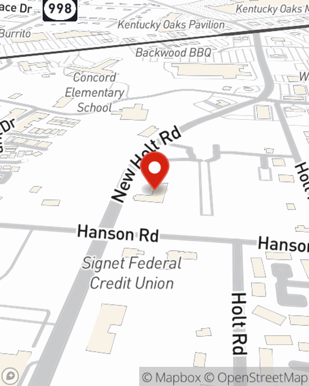 Map showing State Farm Agent Mason Denton's office at 2520 New Holt Rd Ste F, Paducah, KY