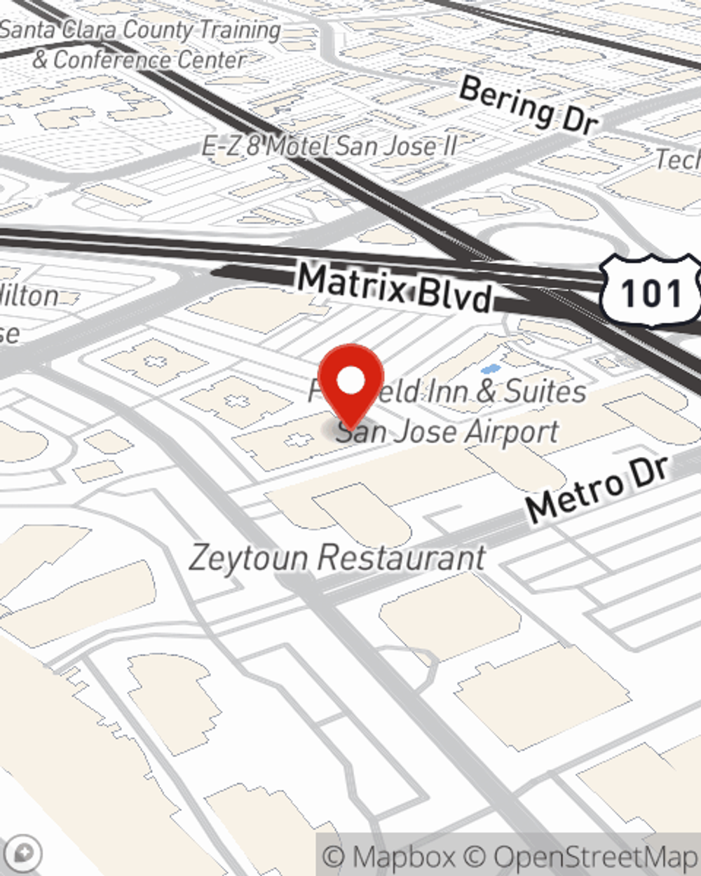 Map showing State Farm Agent Burch Boehner's office at 1754 Technology Dr, Suite 238, San Jose, CA