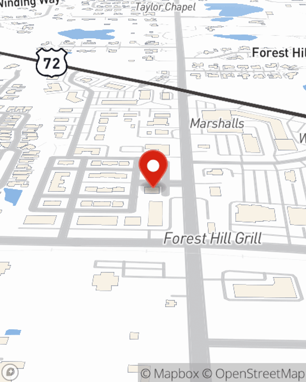 Map showing State Farm Agent David Peterson's office at 3093 Forest Hill Irene Suite 103 Germantown, TN