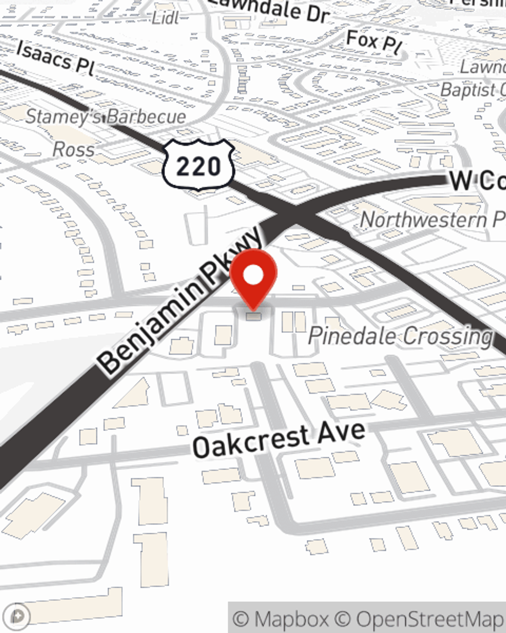 Map showing State Farm Agent Bobby Simpson's office at 2713 Pinedale Rd, Greensboro, NC