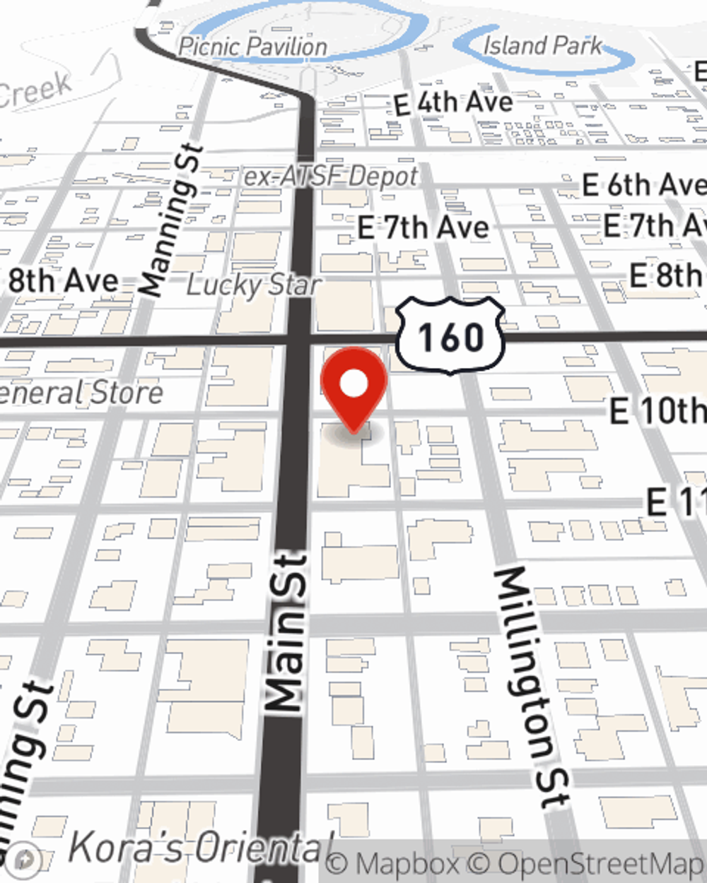 Map showing State Farm Agent's office