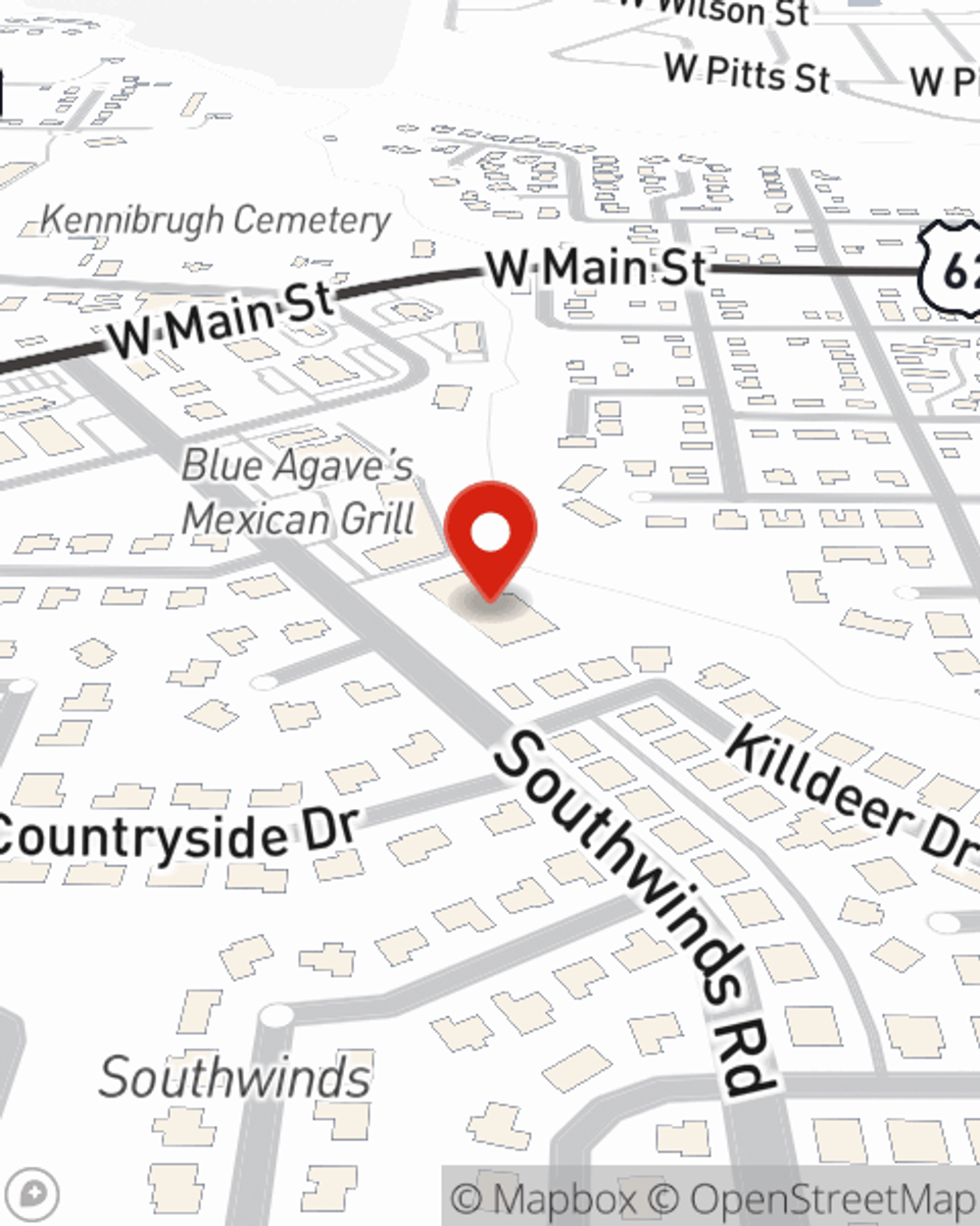 Map showing State Farm Agent Alex Baldwin's office at 140 Southwinds Road Suite 160, Farmington, AR