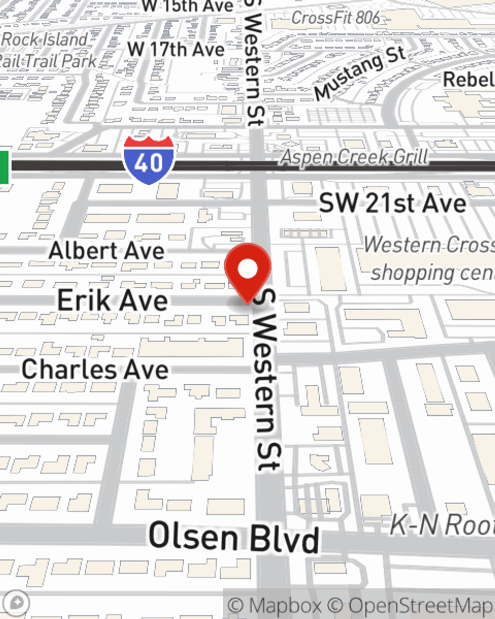 Map showing State Farm Agent Don Tipps's office at 2301 S. Western St. Amarillo, TX