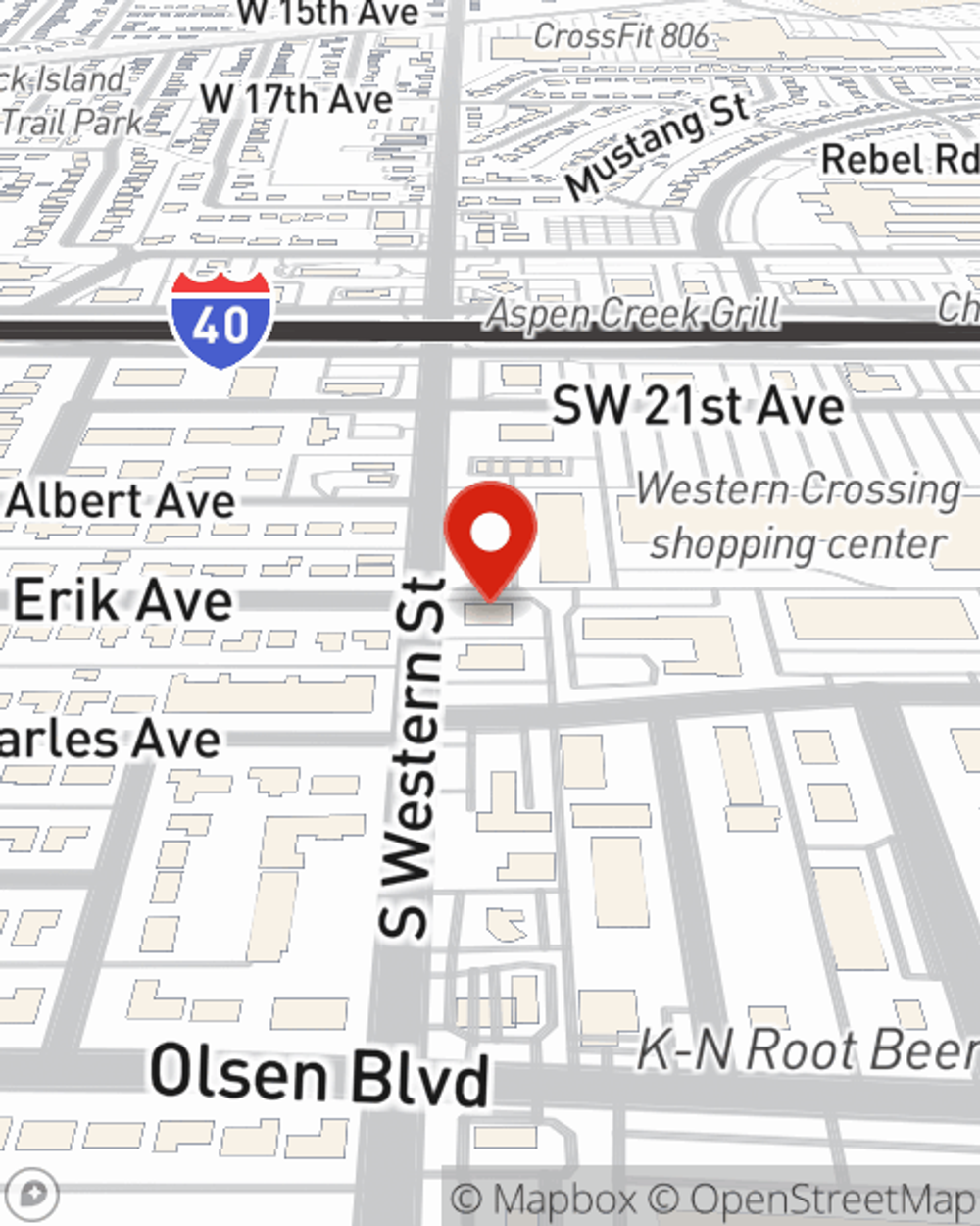 Map showing State Farm Agent Don Tipps's office at 2301 S. Western St. Amarillo, TX