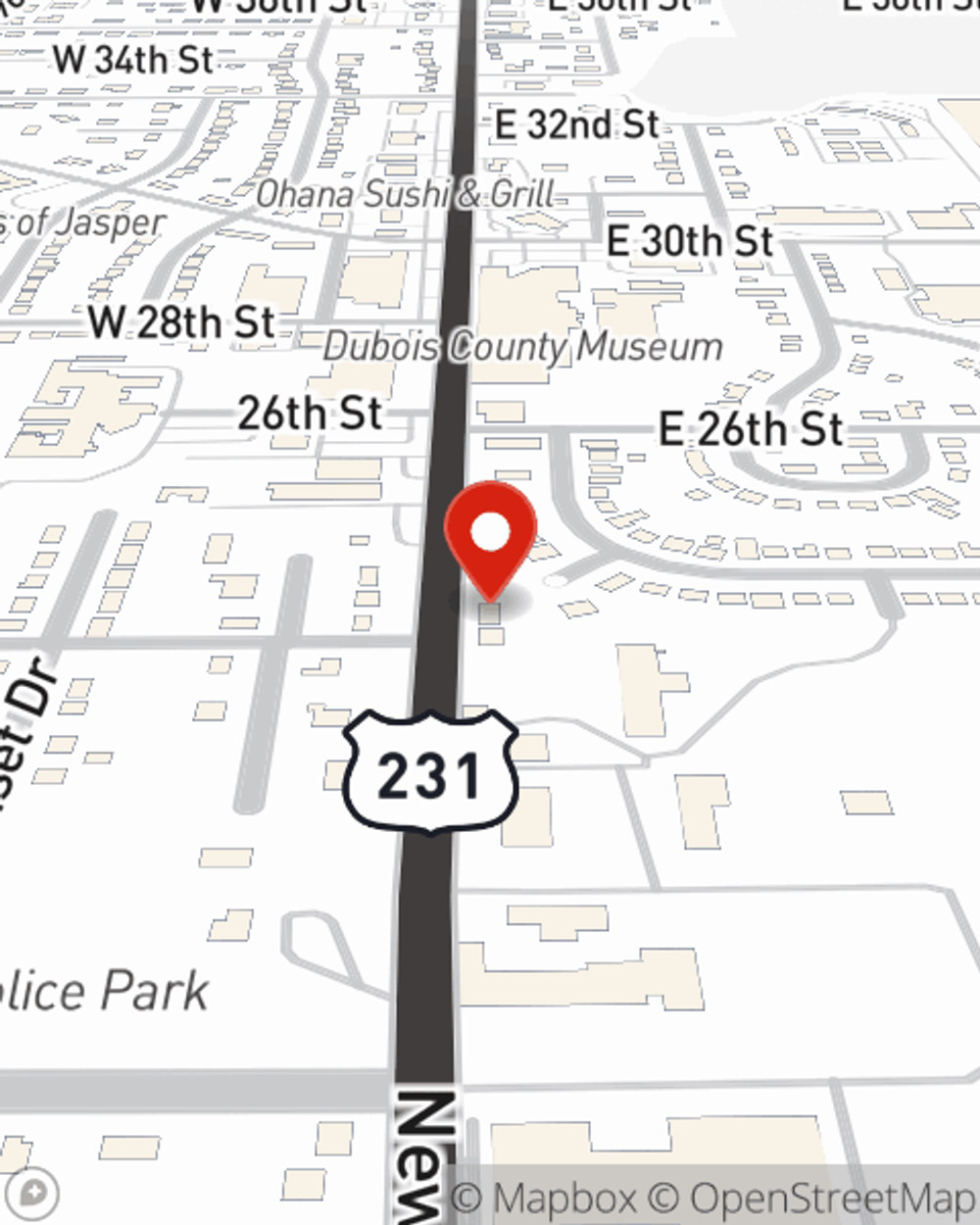 Map showing State Farm Agent Debbie Allen's office at 2408 Newton Street, Jasper, IN