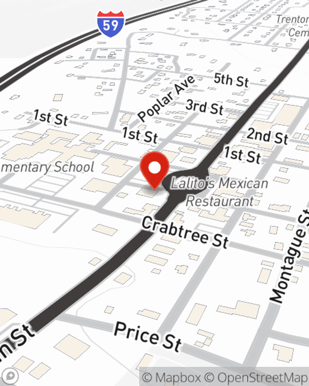 Map showing State Farm Agent's office